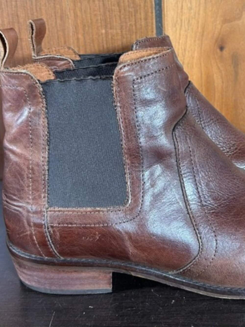 Office London Chelsea Leather Ankle Boots Womens Sz 10/41 Brown Block Heel